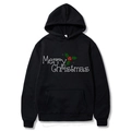 Black Christmas hoodie featuring Merry Christmas print and kangaroo pocket for men and women - S / Black