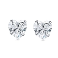 Classic heart-cut white gemstone stud earrings in S999 sterling silver 4-prong setting - Heart Zirconia / 4mm (S999 Silver)