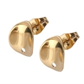 Golden streamlined geometric stud earring components with holes for DIY jewelry making - 8x11mm/Gold/Leaf
