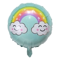 Hellblauer runder Aluminiumfolienballon mit Regenbogen und lächelnden Wolken für Geburtstage - 18 Zoll Regenbogen-Rundballon