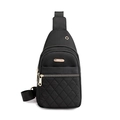 Black nylon chest bag with diamond quilted pattern and gold tone hardware - Style 2 Black