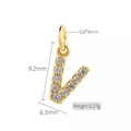 Golden letter V pendant with sparkling zircon inlay for DIY jewelry necklaces and bracelets - Letter V