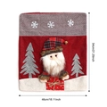 Red felt Christmas chair cover with 3D Santa Claus figure and grid hat, 54x46cm size - Faux Leather Snowflake Santa Chair Cover