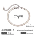 Detail view of 4mm stainless steel snake chain with 17+6cm adjustable length markings - Silver Flat Snake Chain (JDB201034-1-S)