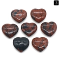 Polished mahogany obsidian heart-shaped stones in reddish-brown and black finish - Mahogany Obsidian