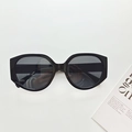 Classic black oversized square sunglasses with dark grey lenses and wide temples - Black and Gray