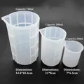 Set di tre misurini in silicone traslucido nelle dimensioni 750ml, 300ml e 100ml - Misurino da 100ml / Semitrasparente