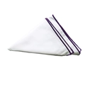 Pañuelo de bolsillo blanco liso con doble borde morado para traje formal de hombre - Blanco con borde púrpura (3)