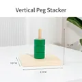 Wooden vertical stacking toy with green rings and 12cm square base for toddler learning - Vertical Stacking Post