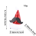 Mini red sequined Christmas hat hair accessory with black beard and size markers - T1-6 Black Beard Style Hair Clip