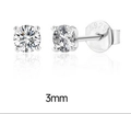 Classic 3mm round moissanite stud earrings in S925 sterling silver four-prong setting - Platinum-3mm-0.1ct (With Certificate)