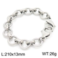 Bracelet chaîne en acier inoxydable argenté avec maillons lisses et torsadés 210 mm - Style Anneau Décoratif Torsadé (KB162557-Z) / 210x13mm