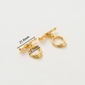 Macro detail of 14k gold-plated toggle clasp with size specs for DIY jewelry making - 18K Tulip Shaped OT Clasp - 4Pcs/Pack