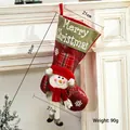 58cm Christmas stocking with 3D snowman, red and green knit pattern and embroidery - Large Long Leg Snowman Style