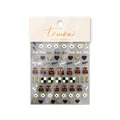 5D embossed nail art stickers with brown bear, flowers and checkered patterns on white background - Lucky Bear-Embossed (to2548)