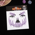 Purple Day of the Dead face jewels with skull patterns on white card for Halloween - Purple Style 4