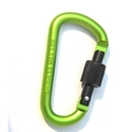 Fluorescent green D-ring aluminum carabiner with screw lock and black gate for outdoor gear - Green