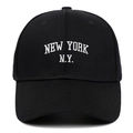 Classic black cotton baseball cap with white NEW YORK N.Y. embroidery on front - Adjustable / Black