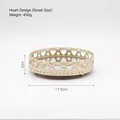Golden heart-shaped cut-out mirror tray 17.5cm small jewelry organizer with ball feet - Small Heart Pattern Tray
