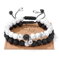 Lava stone and white turquoise magnetic couple bracelets on a Soulmate card - Couple Magnetic Set + Soulmate Card