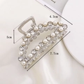 Elegant 7.7cm silver hair claw clip with white pearls and sparkling rhinestones - Half Rhinestone Half Pearl Silver Large Crescent 7.7CM Claw Clip