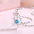 Collana con fiocco di neve in argento S925 e zircone blu su sfondo rosa tenue - D195 Pendente in Zirconia Blu Singolo (Argento Puro) / Celeste