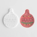 Christmas bauble cookie cutter set with white mold and decorated gingerbread biscuit - Christmas Snow Globe B