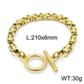 Bracciale hip-hop bizantino dorato con chiusura OT, catena in acciaio inossidabile da 6 mm - Oro