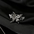 Detailed close-up of a silver butterfly ring with cut-out design on black silk fabric - Adjustable Open / Silver Hollow 3D Butterfly (JZ4232)
