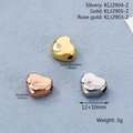 Herzförmige Perlen aus Edelstahl mit Zirkon in Silber, Gold und Roségold-Finish - Gebogener Weißer Zirkonia(KLJ2905-Z) / Gold