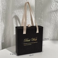 Square black jewelry drawer box with champagne ribbon handle and Best Wish text - Black - Thin Style / 10*10*3.5CM / Black