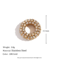 Round 18K gold-plated stainless steel pendant with full pavé diamonds for DIY jewelry - Round Ring Pendant - White Zirconia