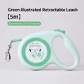 5m retractable dog leash in light green featuring a cute Maneki Neko cat illustration - 5M / Green (Lucky Cat)