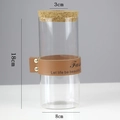 18cm tall cylindrical glass hydroponic vase with cork stopper and brown leather band - Cylinder (8*18cm) with Brown Strap