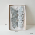 Silver mesh butterfly ornaments with sequins and pearls in a 3-piece set for Christmas - Silver Sequins Faux Pearl Style
