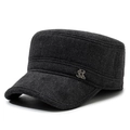 Gorra militar para hombre en mezcla de lana gris oscuro con logo y protección para oídos - Ajustable / Negro