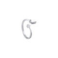 Silver open adjustable ring featuring a sparkling star-shaped diamond and micro-set stones - Letter J