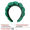 Dark green padded sponge headband with silk texture, measuring 17x18x4cm and 50g weight - 5-velvet Dark Green Headband