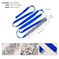 Blue bridal ribbon sash with hand-sewn rhinestones featuring precise dimension markings - Blue Ribbon