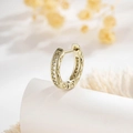 Luxury gold hollow hoop earring with zircon inlay for a minimalist high-end look - Light Coffee Gold Single Row Hoop (A911-8) / Single Piece