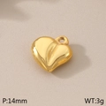 Polished golden stainless steel heart pendant 14mm with smooth mirror finish surface - Heart Pendant (KLJ4930-Z)