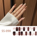 SS-090 nail stickers featuring dark brown and pink gradient with gold foil accents - Dark Brown Pink White Gradient Gold Foil Style (SS-090)