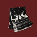 Christmas knit scarf featuring black and white reindeer and snowflake patterns - 160x32cm / Little Deer Black