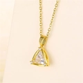 Collana dorata a catena O con ciondolo in zircone cubico triangolare e piccoli diamanti - Oro