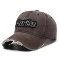 Distressed brown cotton baseball cap with Purist embroidery and vintage washed details - Adjustable / Coffee