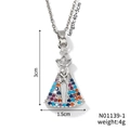 Gedetailleerde maattabel van Evil Eye ketting met kleurrijke stenen en 45cm ketting - Zilver met Gekleurde Strass (N01139-1)