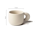 Tazza da caffè in ceramica opaca bianco crema con manico spesso per la colazione - 201-300ml / Bianco Crema