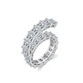 Lussuoso anello eternity in argento 925 con diamanti scintillanti dal taglio radioso - Taglia US 5 (49mm) / Stile a Fila Rettangolare da 5mm (RHR1502) / Argento