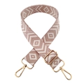 Tracolla larga in tessuto a rombi rosa e beige con ganci girevoli in metallo dorato - Rosa