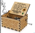 Handcrafted wooden music box with sunflower carving and inspirational message for daughter - Little Sunflower